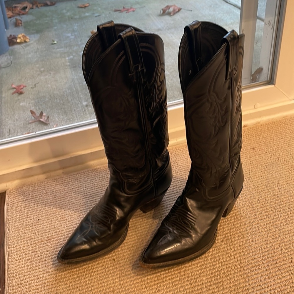 Tony Lama Black Leather Boots 6M